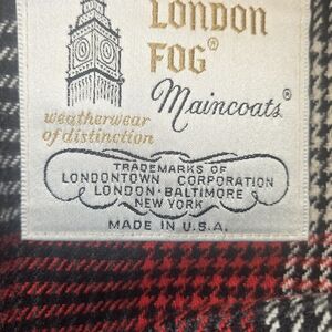 London Fog Trench Coat - Black and Red Houndstooth